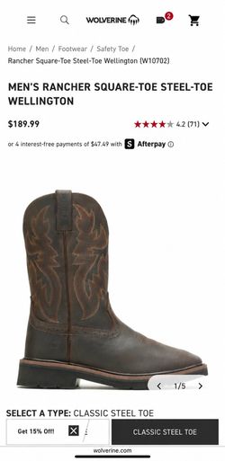 Wolverine Square-Toe Western Work Boots – Brown Leather