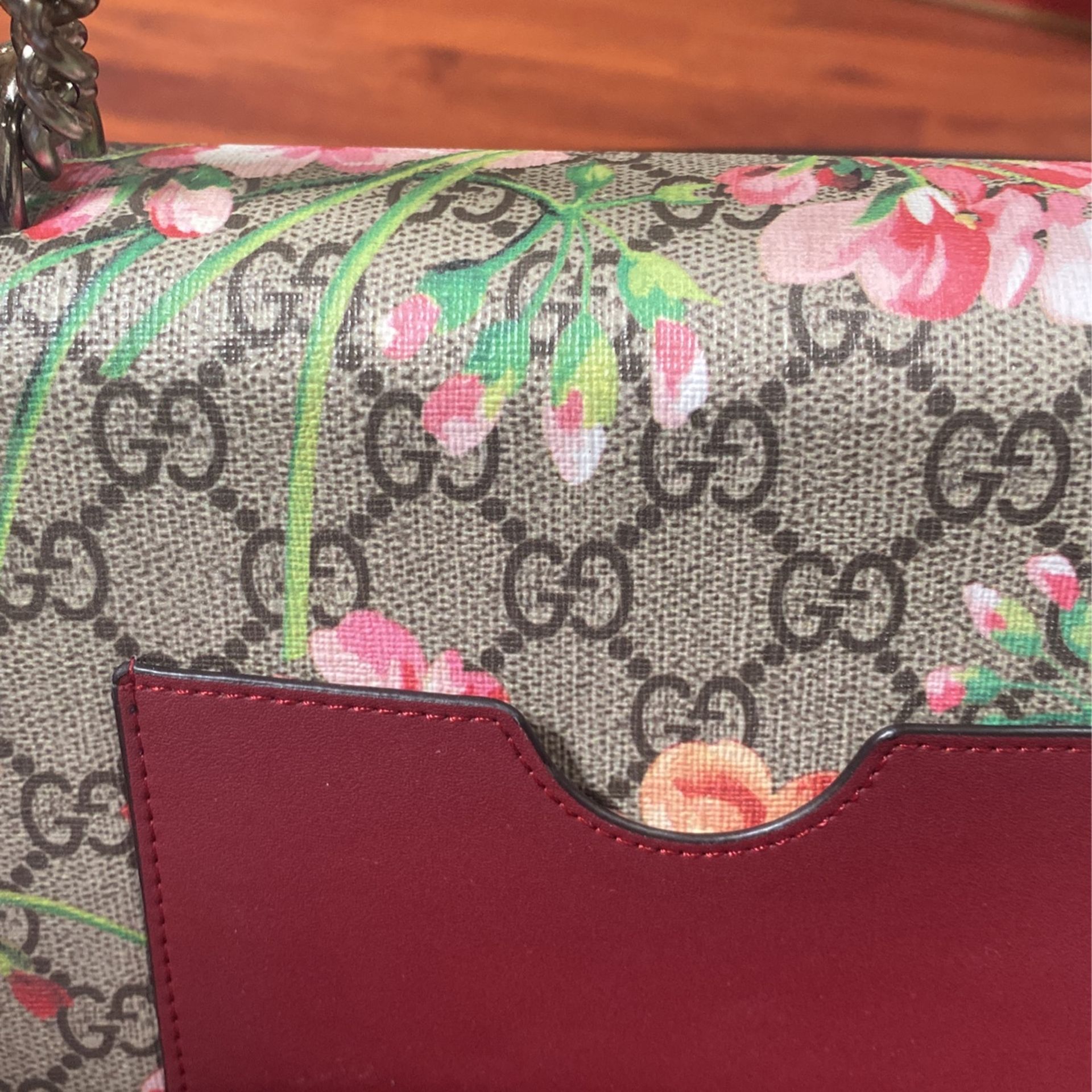 Red Gucci Dionysus Blooms Padlock Crossbody Bag GG Coated Canvas Small