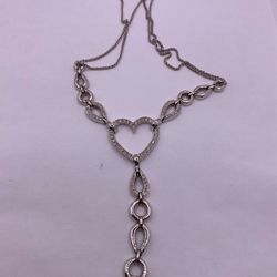 14K White Gold Heart-Shaped Diamond Necklace – 0.50CTW, 19.7g