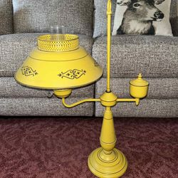 Vintage Yellow Toleware Table Lamp