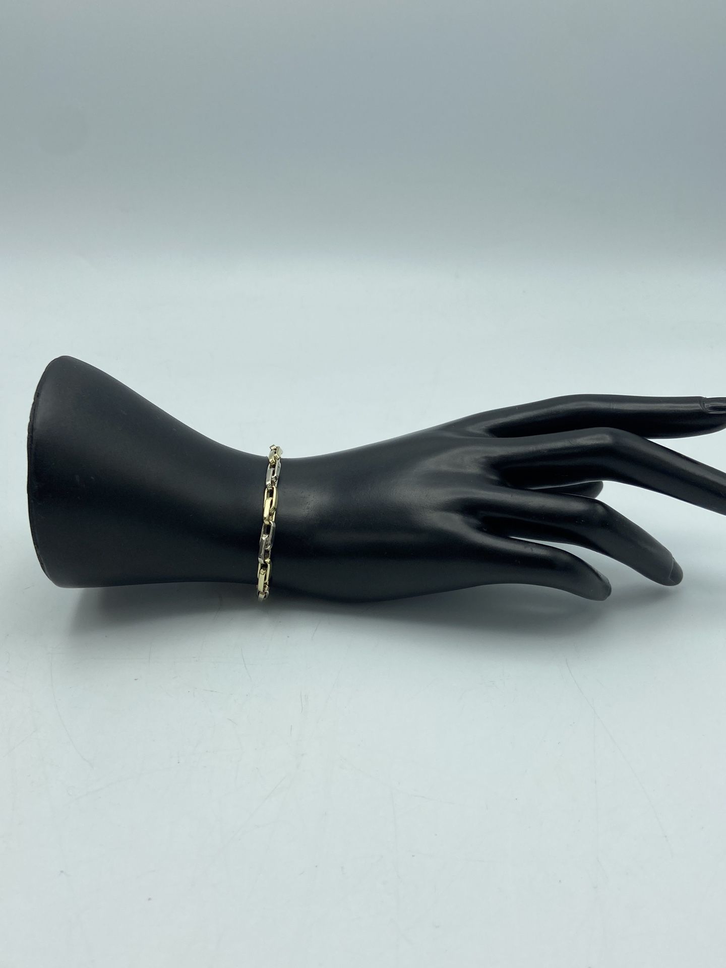 14kt Two Tone Gold Link Bracelet 9”