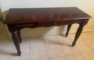Dark Cherry Wood Table with Drawer