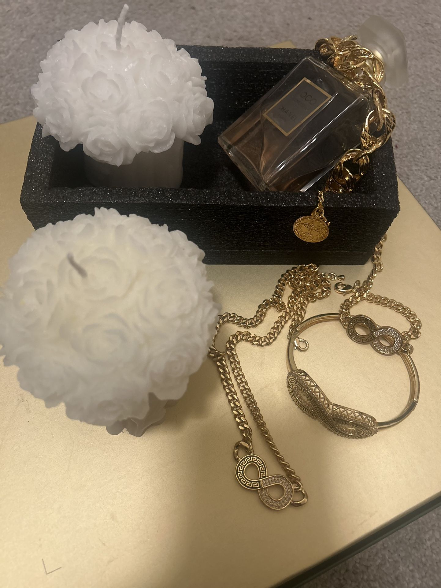 Candles With Gold plated Set