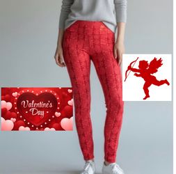 Lularoe Red Cupid Valentine Leggings SIZE T&C size 12-18