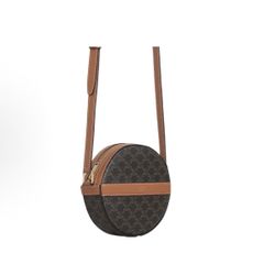 CELINE Triomphe Classic Full Print Old Flower Canvas Lambskin Round Cake Bag Coin Purse Crossbody Shoulder Bag(199)99