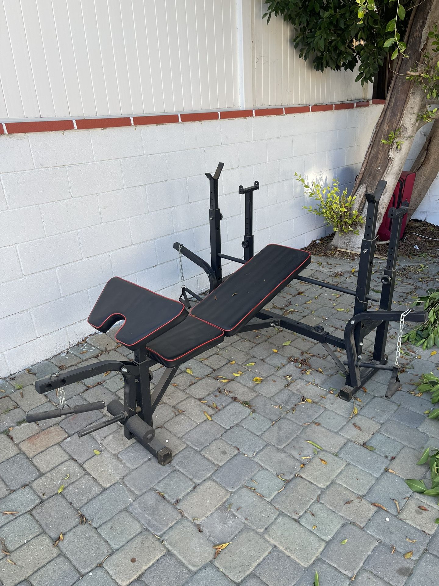 6 in 1 Weight Bench Set, Workout Bench Barbell Rack, Curl Pad, Bench Press