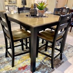 Froshburg Grayish Brown/Black 5-Piece Counter Height Set Ashley (TABLE and Chairs