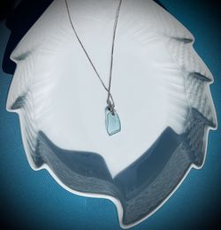 Seafoam Sea Glass On 18k Gold Plated Necklace 
