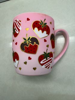 Sheffield Home Pink Chocolate Covered Strawberry Mug with Gold Accents