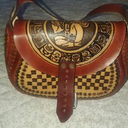 Mexican Handmade Brown Shoulder Bag 