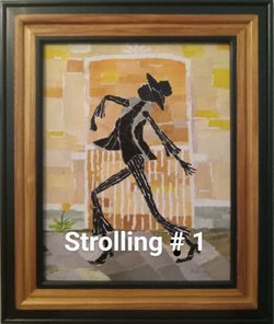 2 Pieces of Original Wall art, titled STROLLING # 1. And STROLLING # 2