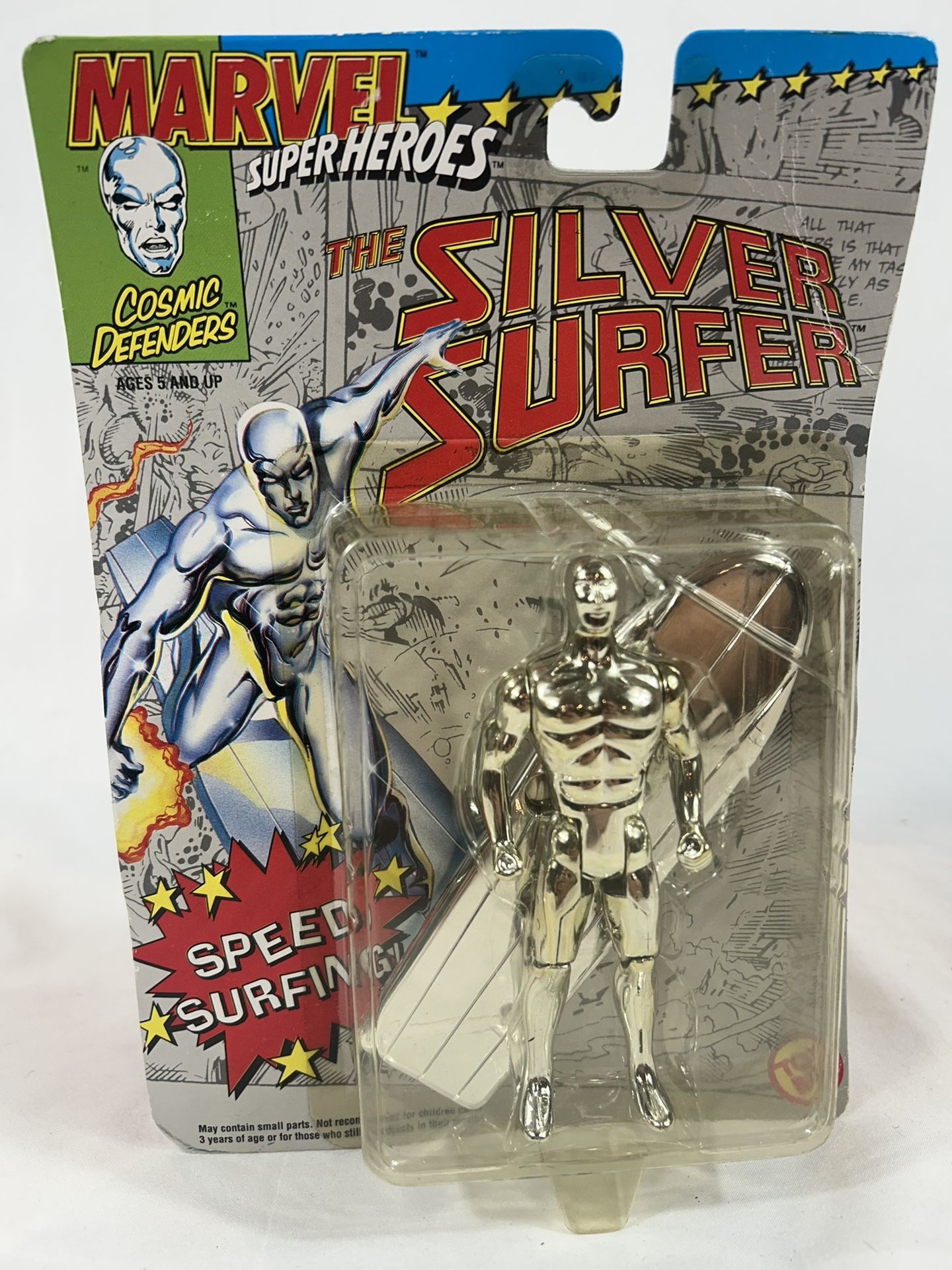 1992 Toy Biz Marvel Super Heroes Silver Surfer Action Figure w/ Surfboard - NIP