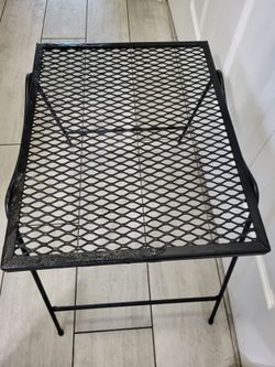 Mid Century Modern Wrought Iron Patio Table or Plant Stand 18.5"Lx14.5"Wx16"Tall ~ Sturdy Durable