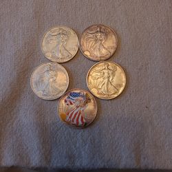 Silver Eagles, 5 Coins 