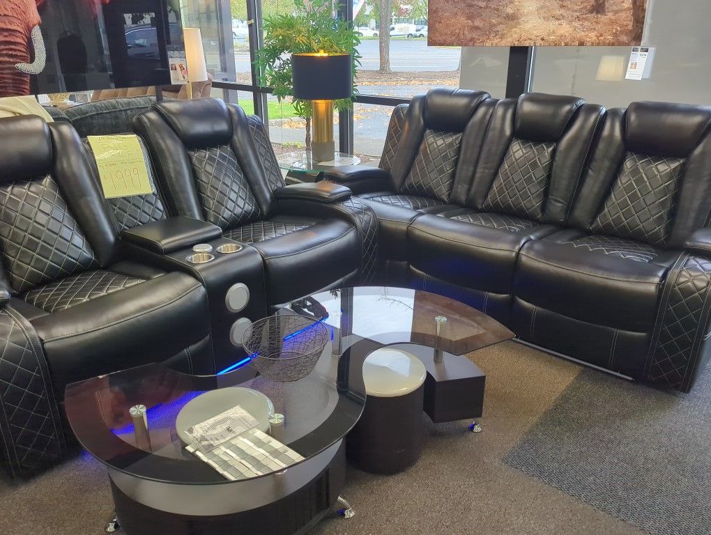 NEW Reclining Black SOFA AND Loveseat Set 