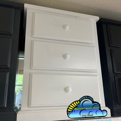 Three Drawer Nightstand White Chest Pinewood Dresser
