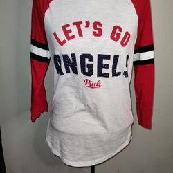 Pink Victoria's Secret 5th And Ocean Let's Go Angels Baseball Tee Size XS