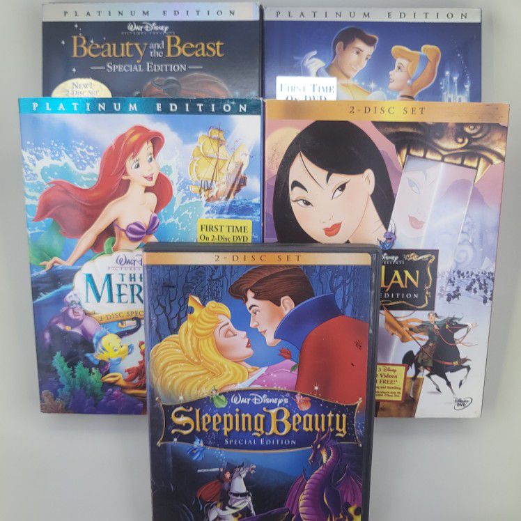 5 Disney Princess DVDs