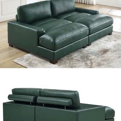 FREE: Forrest Green Leather Couch - Need Gone Today