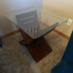 Brown Finish Wood End Tables 