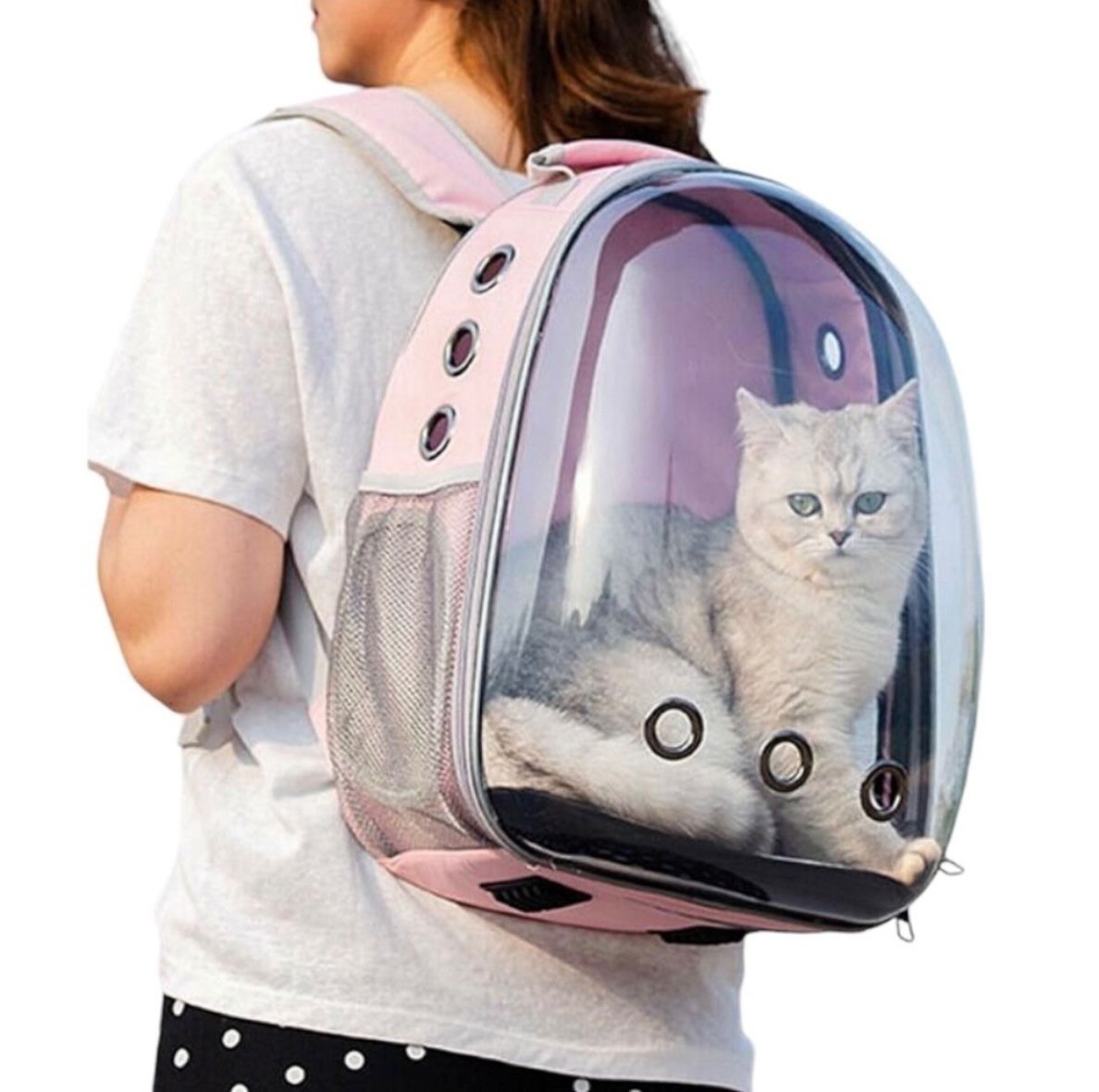 Pink- New! Space Capsule Pet Carrier Backpack – For Small Cats & Dogs Breathable Bubble Window | Airline-Approved | Travel & Hiking