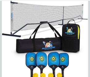 Pickleball full setup m - net, 4 paddles, ball