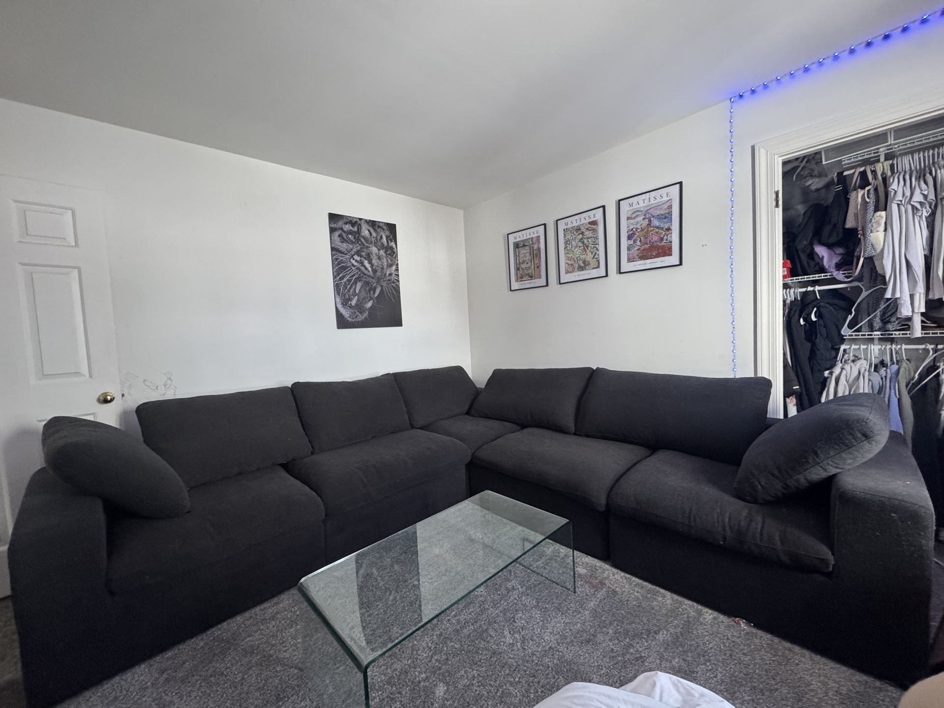 Black 5 Piece Sectional Couch