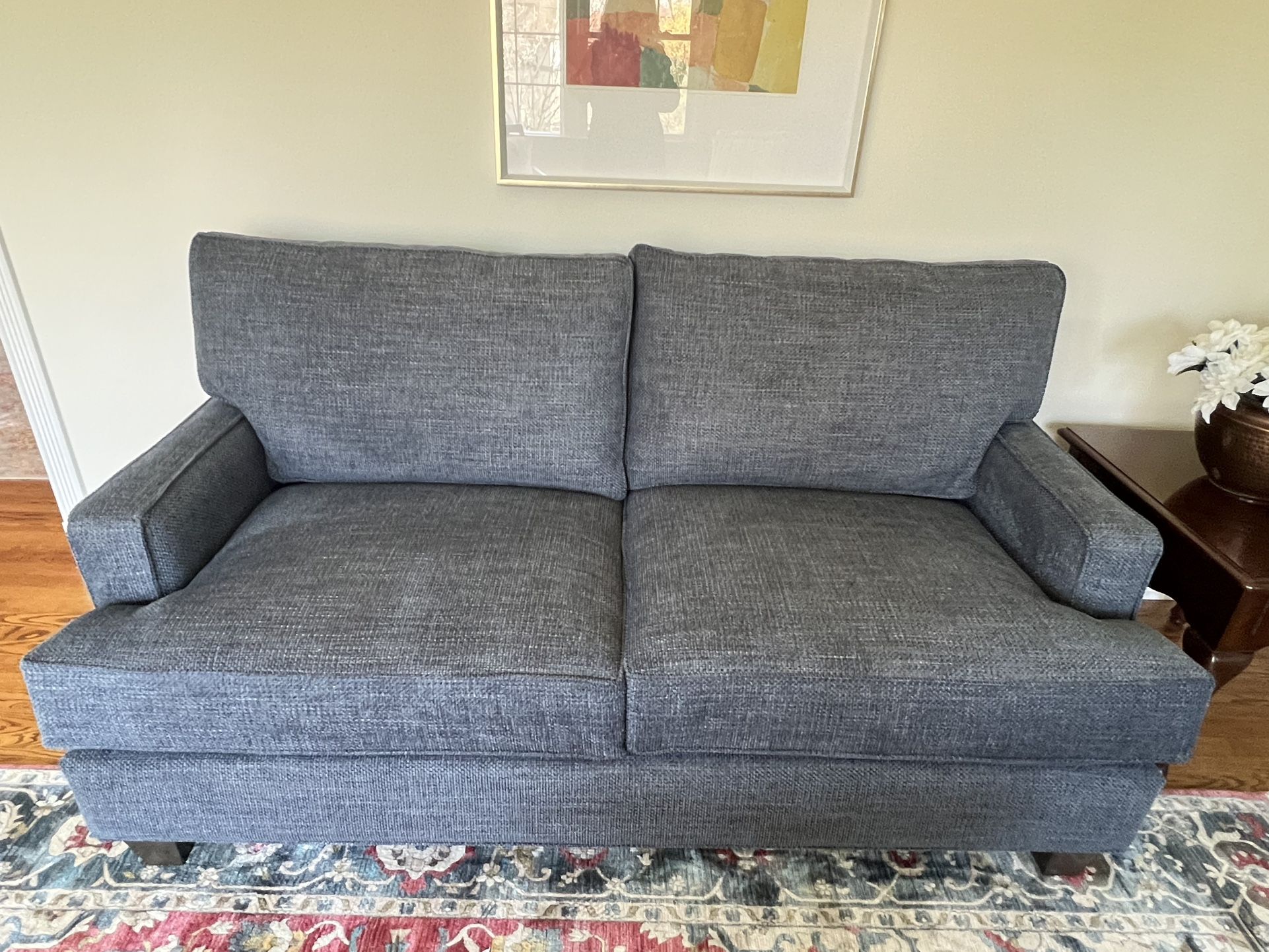 Pretty Blue Sofa from Craftmaster in Excellent Condition COnsidered Aprtment Size 72” 38”d x 32”h without cushions/38”h with back cushions x 23”sd x 2