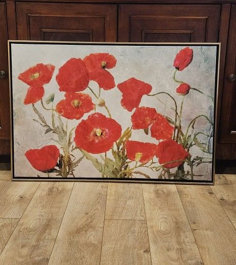 POOPIES FRAMED ART ON CANVAS