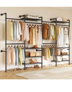 #P1 L4 Wall Mounted Heavy Duty Corner Industrial Pipe Clothing Rack