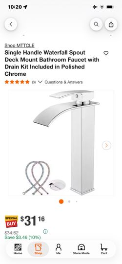MTTCLE Single Handle Waterfall Bathroom Faucet Chrome