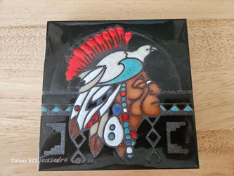 Cleo Teissedre hand painted ceramic tile, trivet or wall decor