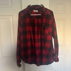 Hollister Red Black Plaid Flannel Shirt L