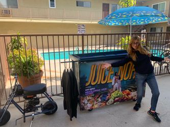 Mobile Vending Cart with Umbrella