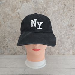 NY New York Black Strapback AdjustableHat