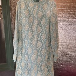 Vintage light blue W/ Lace Formal Dress