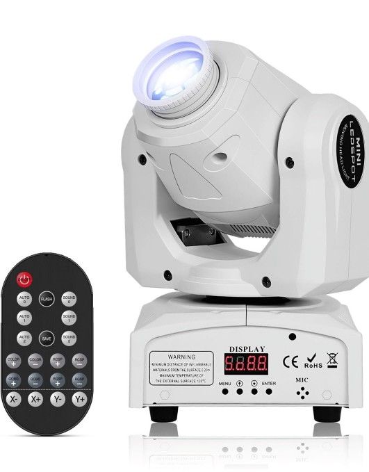 U`King 60W Moving Head Lights, White Moving LED DJ Lights RGBW Stage Light with Remote 8 GOBO 8 Pattern Spotlight by DMX 512 Controlled 9/11 Channel f
