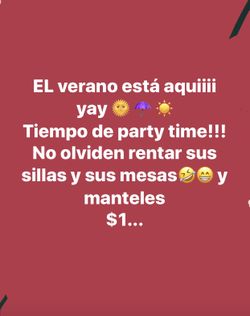 Se renta sillas y mesas y manteles