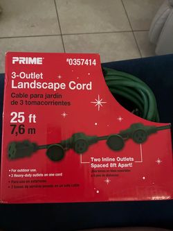 Prime 3-Outlet Outdoor Landscape Extension Cord 25ft