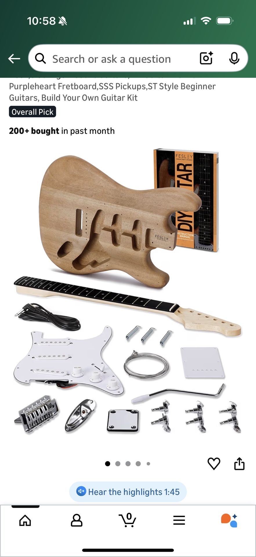 DIY electric guitar kit