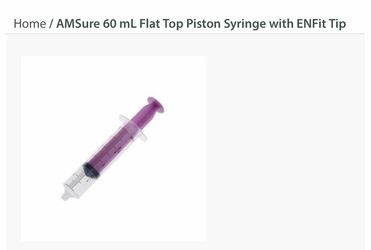 AMSure 60mL Flat Top Pistón Syringe  with ENFit Tip
