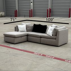 4 Piece Modular Sectional Sofa Couch With Storage Ottoman