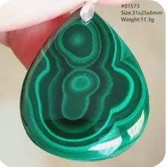 925 Sterling silver large malachite pendant necklace