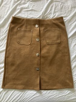 Button Down Suede Mini Skirt 
