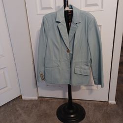 FREE.Light Blue Genuine Leather Jacket