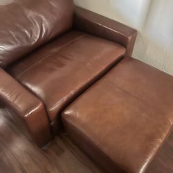 Leather Chair And Ottoman 
