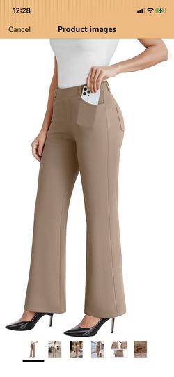 Women’s Bootcut Leg Dress Pants - High Rise Stretchy Yoga Slacks for Office Workout Business Casual B201 ( size small(