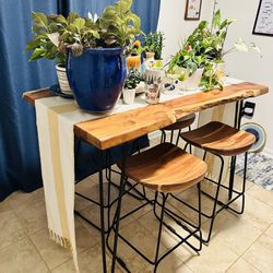 Live Edge Counter Height Table & Four Chairs