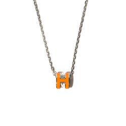 NEW Mini Pop H Necklace Orange Palladium Silver Hardware