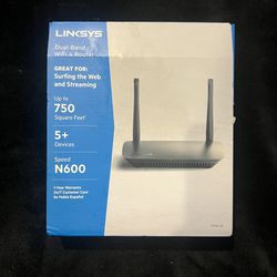 Linksys Dual-Band Wifi 4 Router/ Up To 750sqt 5 + Devices N600 Speed 